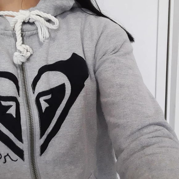Roxy - Grey Zip Up Hoodie - Picture 2 of 8